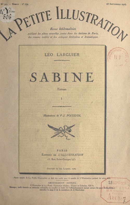 Couverture ebook de Sabine, de Leo Larguier
