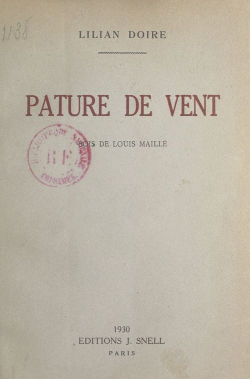 ebook cover of Pâture de vent, by Lilian Doire