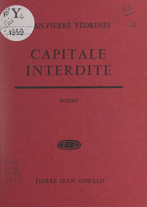 ebook cover of Capitale interdite, by Jean-Pierre Vedrines