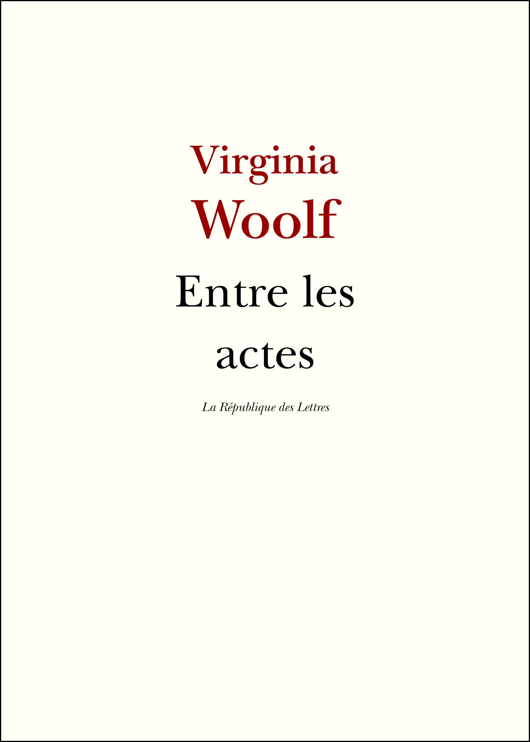Couverture ebook de Entre les actes, de Virginia Woolf
