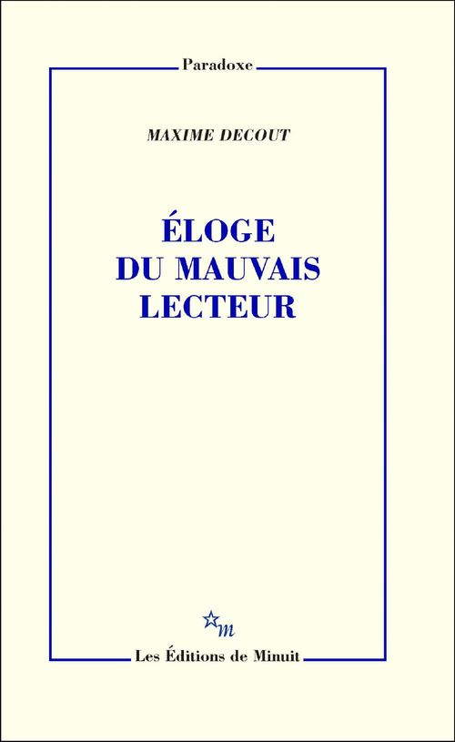 ebook cover of Éloge du mauvais lecteur, by Maxime Decout