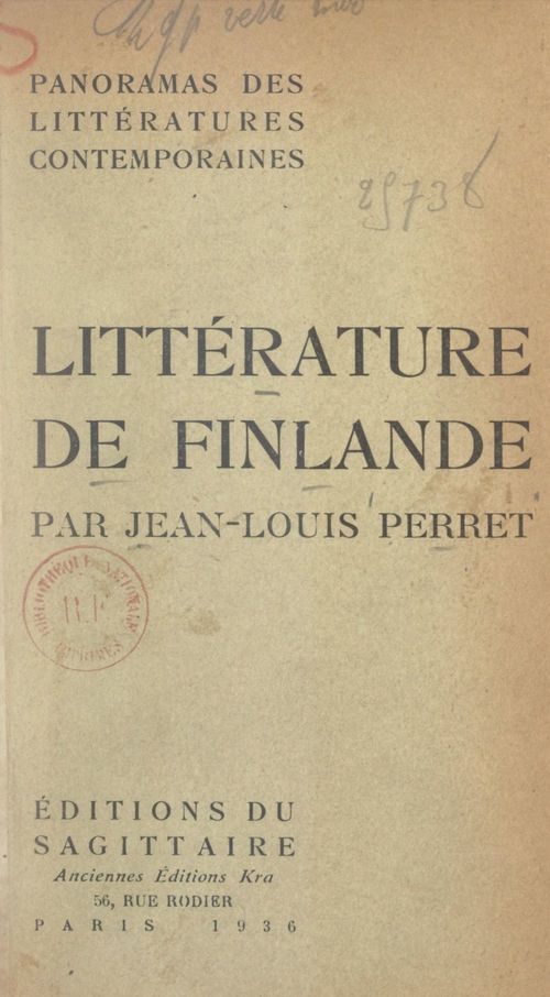 Couverture ebook de Panorama de la littérature contemporaine de Finlande, de Jean-Louis Perret