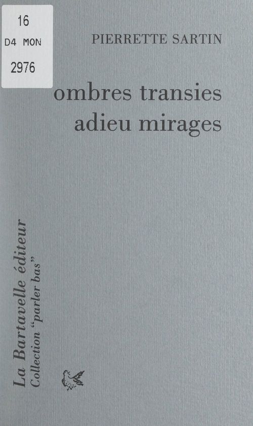ebook cover of Ombres transies ; Adieu mirages, by Pierrette Sartin