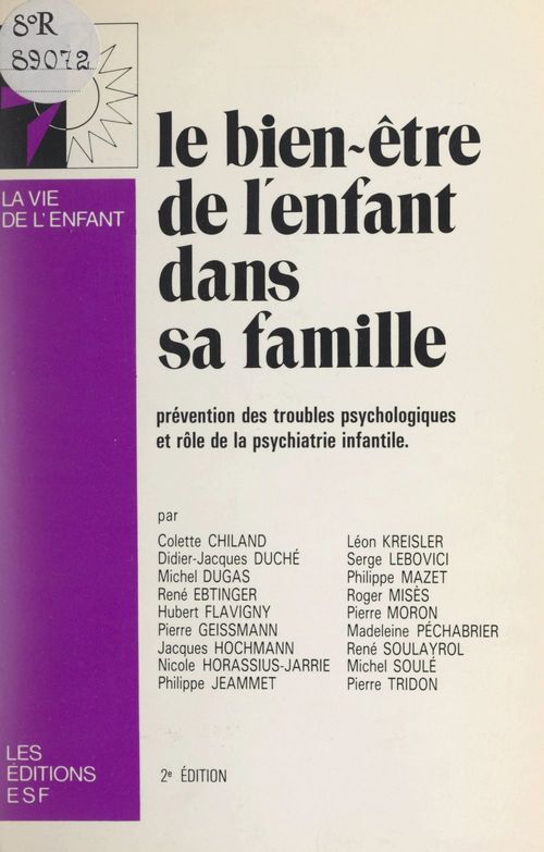 Couverture ebook de Le bien-être de l'enfant dans sa famille, de Colette Chiland, Didier-Jacques Duche