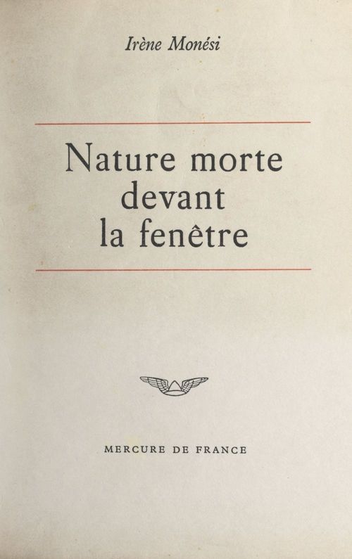 Couverture ebook de Nature morte devant la fenêtre, de Irene Monesi