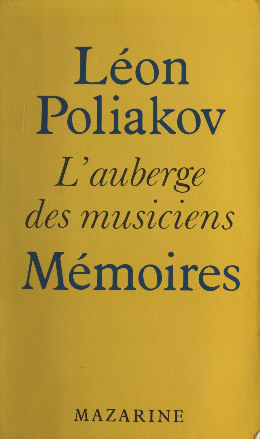 ebook cover of L'auberge des musiciens, by Léon Poliakov
