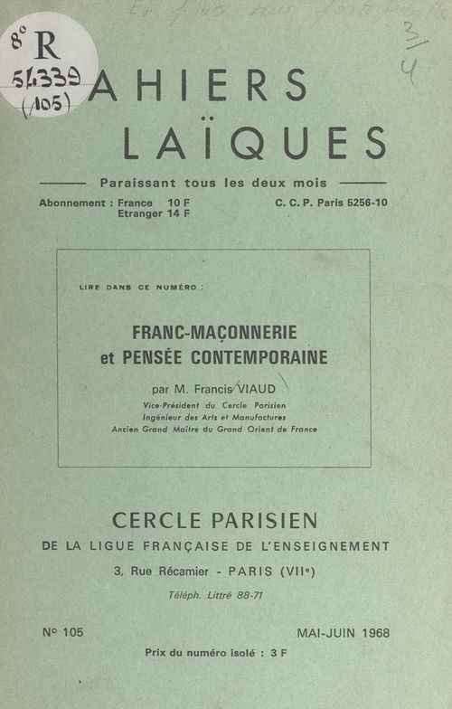 ebook cover of Franc-maçonnerie et pensée contemporaine, by Francis Viaud