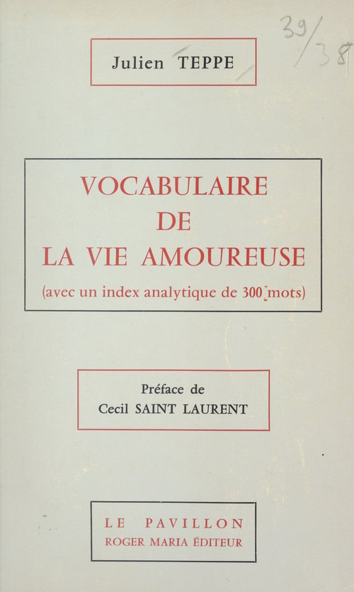 Couverture ebook de Vocabulaire de la vie amoureuse, de Julien Teppe