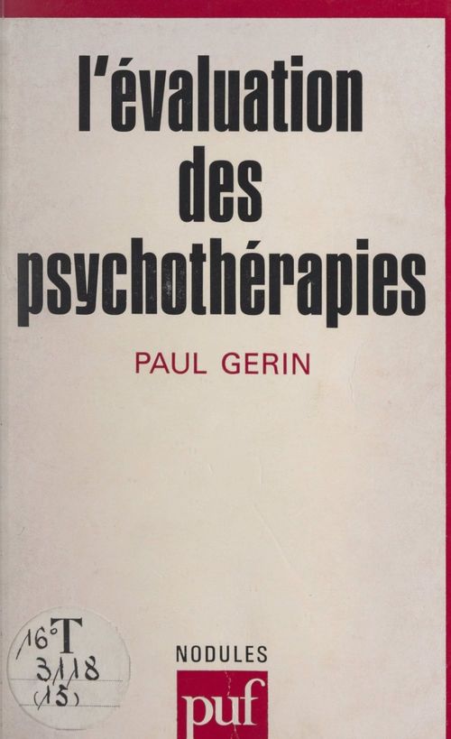 Couverture ebook de L'évaluation des psychothérapies, de Paul Gerin