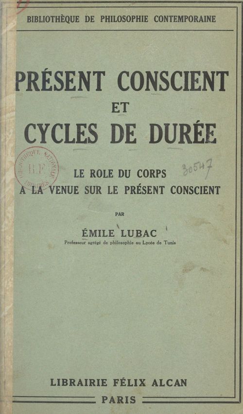 Couverture ebook de Présent conscient et cycles de durée, de Emile Lubac