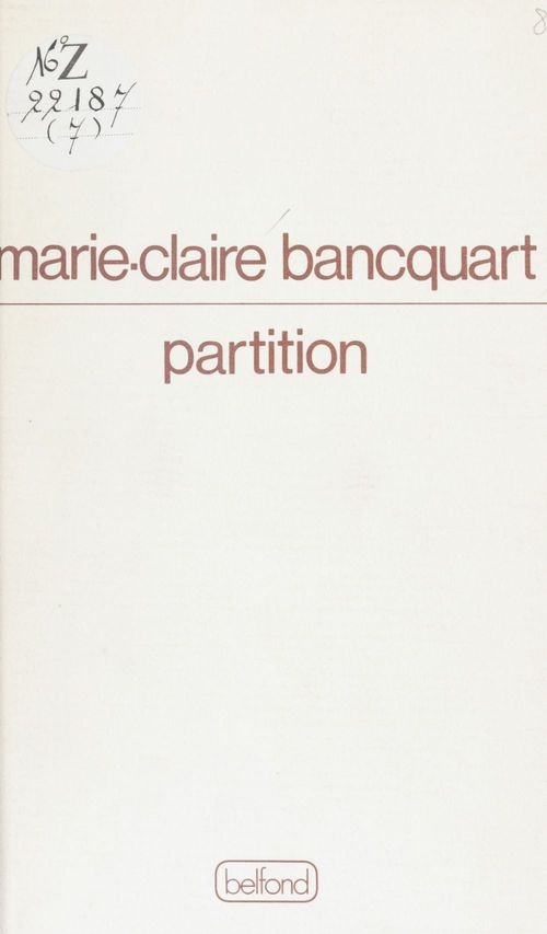 ebook cover of Partition, by Marie-Claire Bancquart