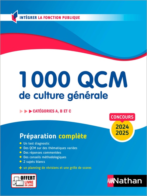 ebook cover of 1 000 QCM de culture générale - Catégories A, B, C - 2024-2025 - ePUB - N° 28, by Pascal Joly