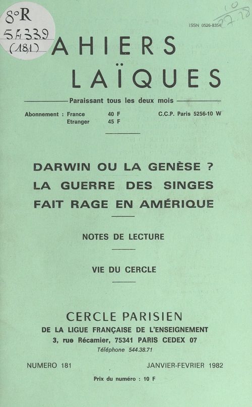ebook cover of Darwin ou la Genèse ? : la guerre des singes fait rage en Amérique, by Ernest Kahane, Michel Rouze