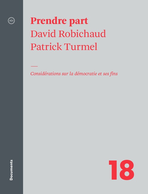 Couverture ebook de Prendre part, de Robichaud David