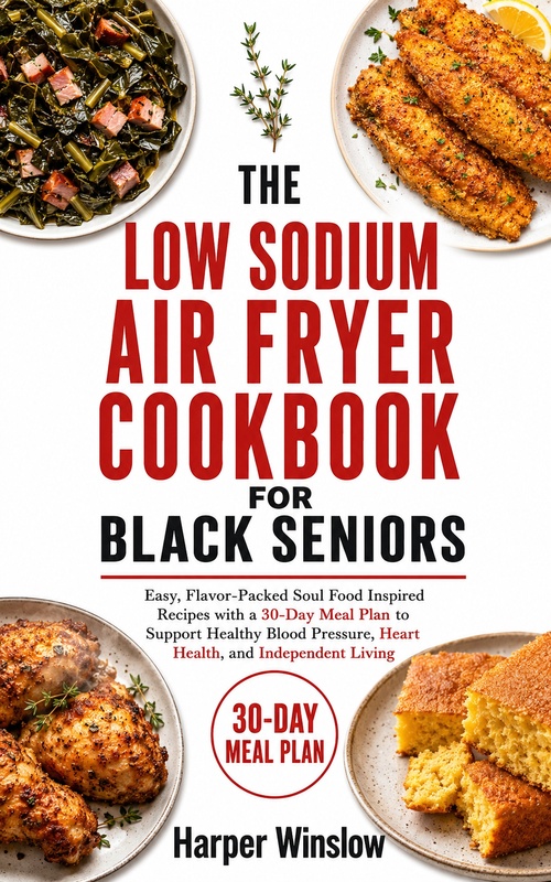 Couverture ebook de THE LOW SODIUM AIR FRYER COOKBOOK FOR BLACK SENIORS, de Harper Winslow