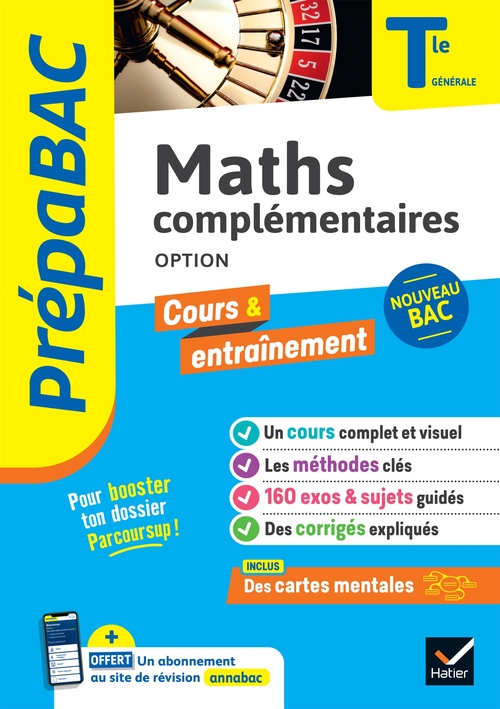 ebook cover of Prépabac - Maths complémentaires (option) Tle générale - Bac 2027, by Michel Abadie, Annick Meyer, Jean-Dominique Picchiottino, Jacques Delfaud, Martine Salmon, Sophie Touzet