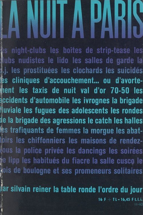 Couverture ebook de La nuit à Paris, de Silvain Reiner