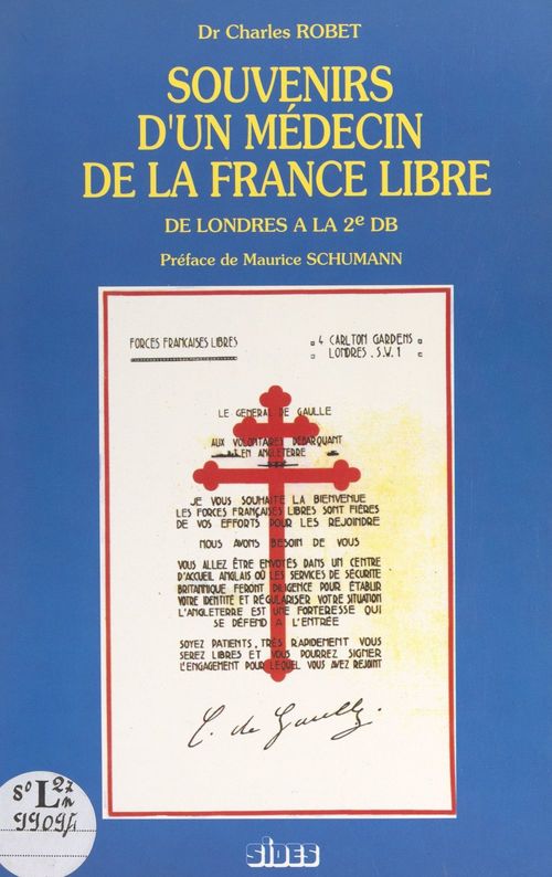 Couverture ebook de Souvenirs d'un médecin de la France Libre, de Charles Robet