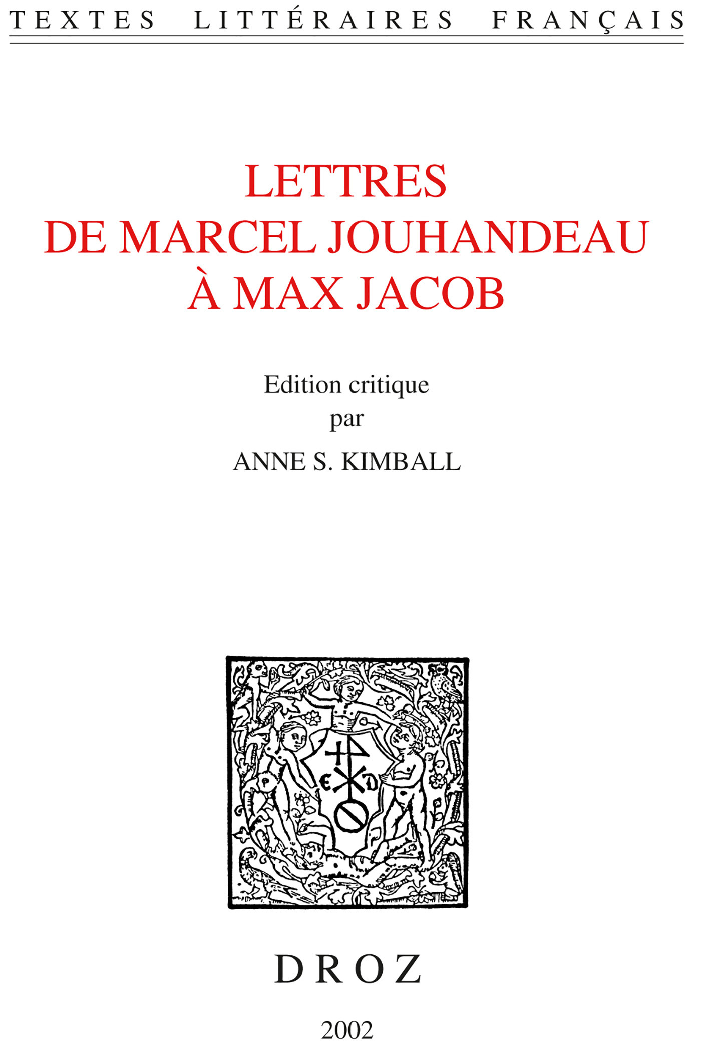 ebook cover of Lettres de Marcel Jouhandeau à Max Jacob, by Jouhandeau Marcel