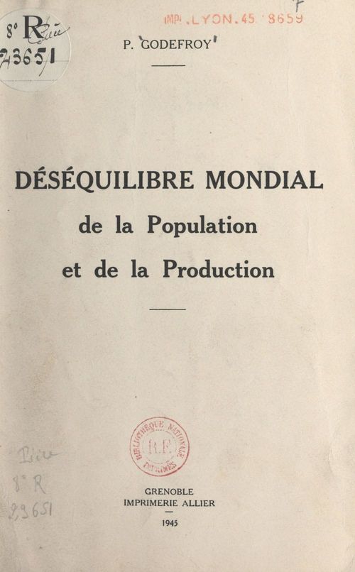 ebook cover of Déséquilibre mondial de la population et de la production, by Paul Godefroy