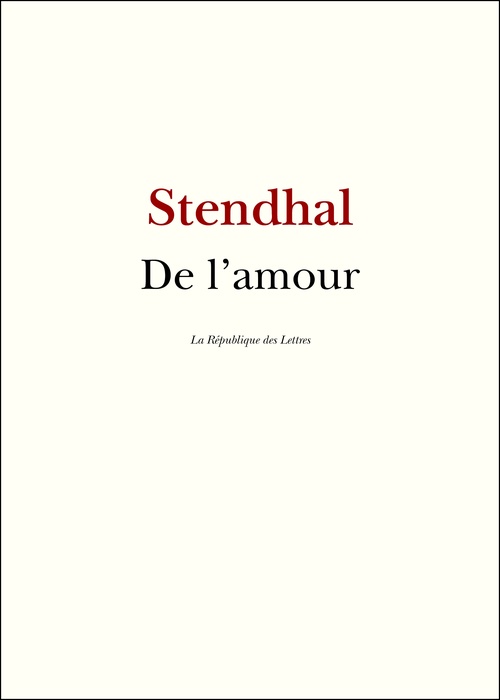 ebook cover of De l'amour, by Stendhal