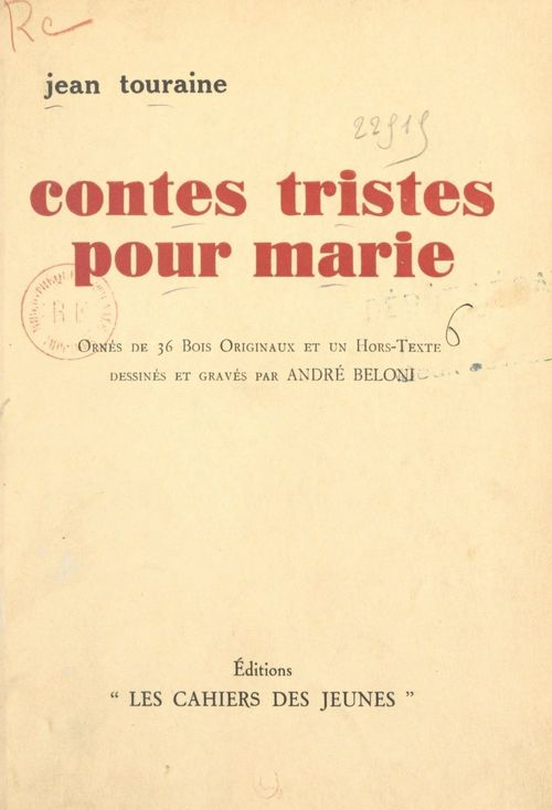 Couverture ebook de Contes tristes pour Marie, de Jean Touraine