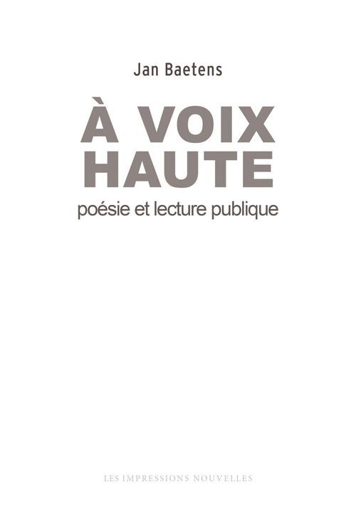 Couverture ebook de A voix haute, de Jan Baetens