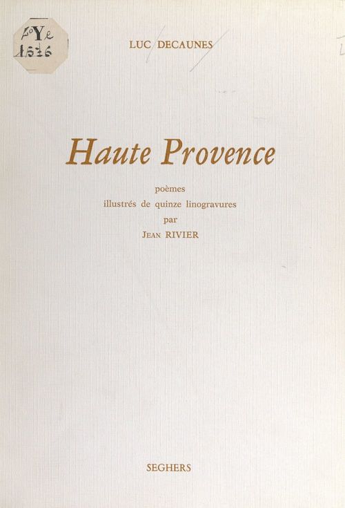 Couverture ebook de Haute Provence, de Luc Decaunes