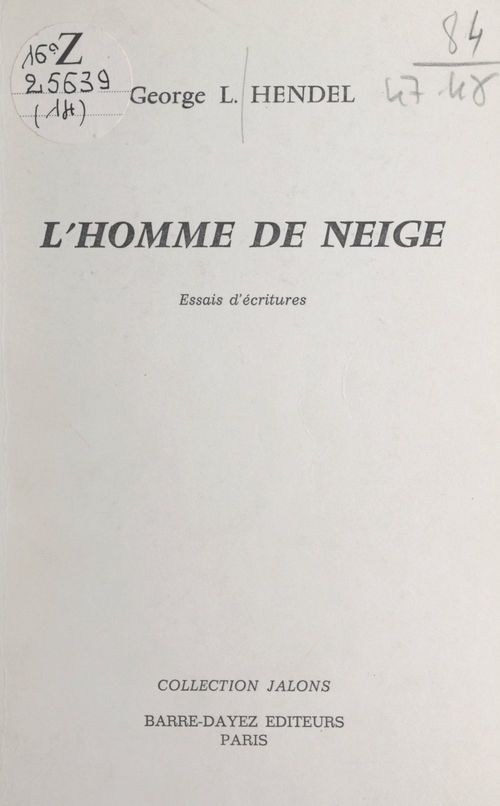 Couverture ebook de L'homme de neige, de George Laurence Hendel