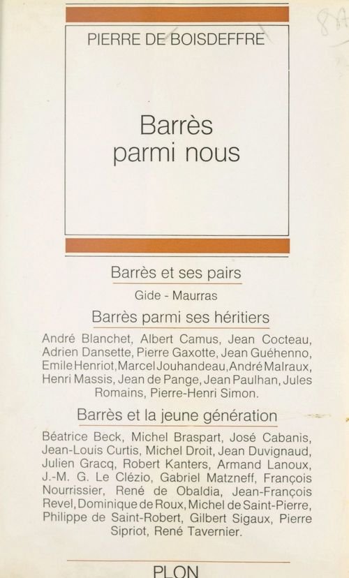 ebook cover of Barrès parmi nous, by Pierre de Boisdeffre