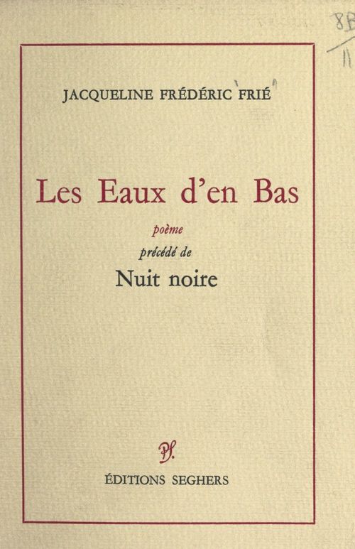 ebook cover of Les eaux d'en bas, by Jacqueline Frédéric Frié