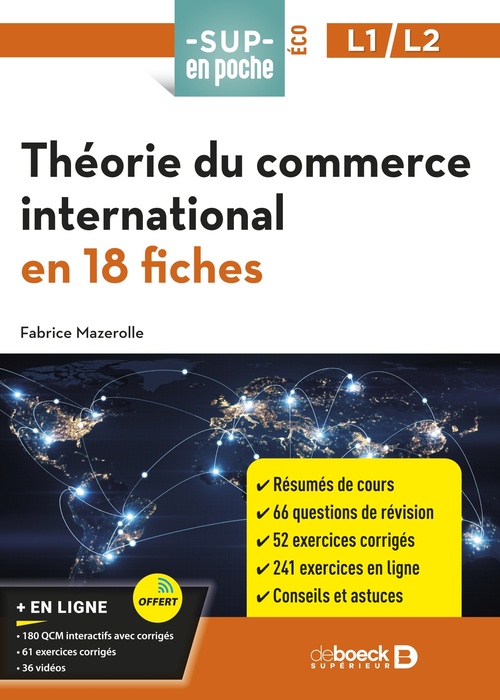 Couverture ebook de Théorie du commerce international en 18 fiches, de Fabrice Mazerolle
