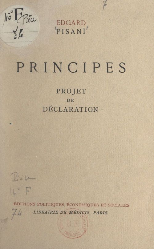 Couverture ebook de Principes, de Edgard Pisani