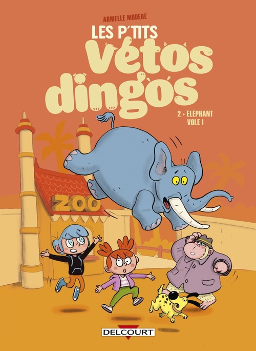 Couverture ebook de Les P'tits Vétos dingos T02 - Éléphant vole !, de Armelle Modéré