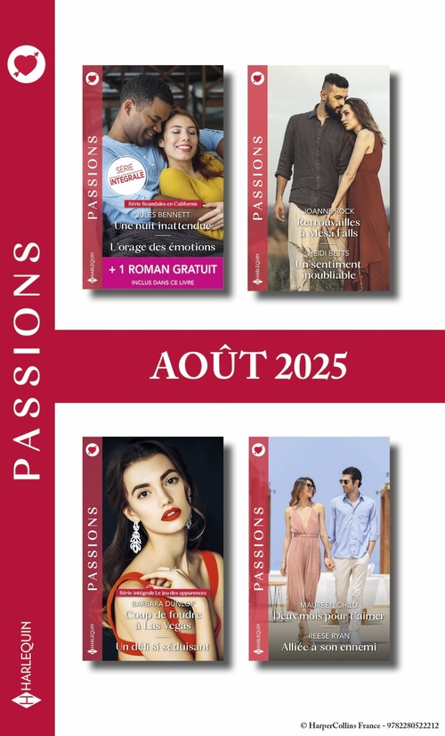 Couverture ebook de Pack mensuel Passions - 8 romans + 1 titre gratuit (Août 2025), de Collectif