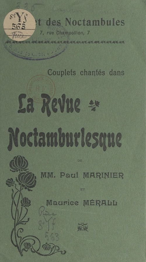 ebook cover of Couplets chantés dans la "Revue noctambulesque" du Cabaret des Noctambules, by Maurice Merall, Paul Marinier