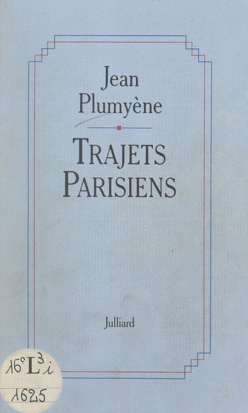 Couverture ebook de Trajets parisiens, de Jean Plumyene