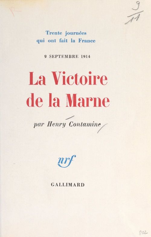 Couverture ebook de La victoire de la Marne, 9 septembre 1914, de Henry Contamine