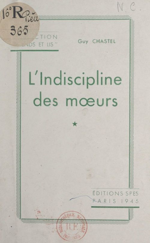 ebook cover of L'indiscipline des moeurs, by Guy Chastel