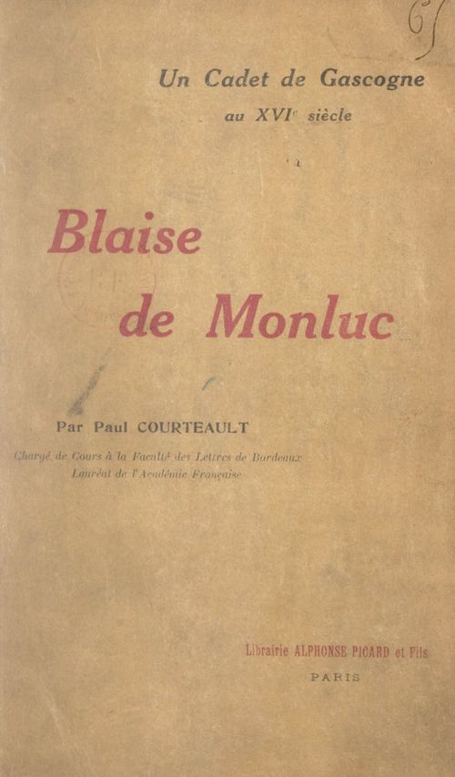 Couverture ebook de Blaise de Monluc, de Paul Courteault