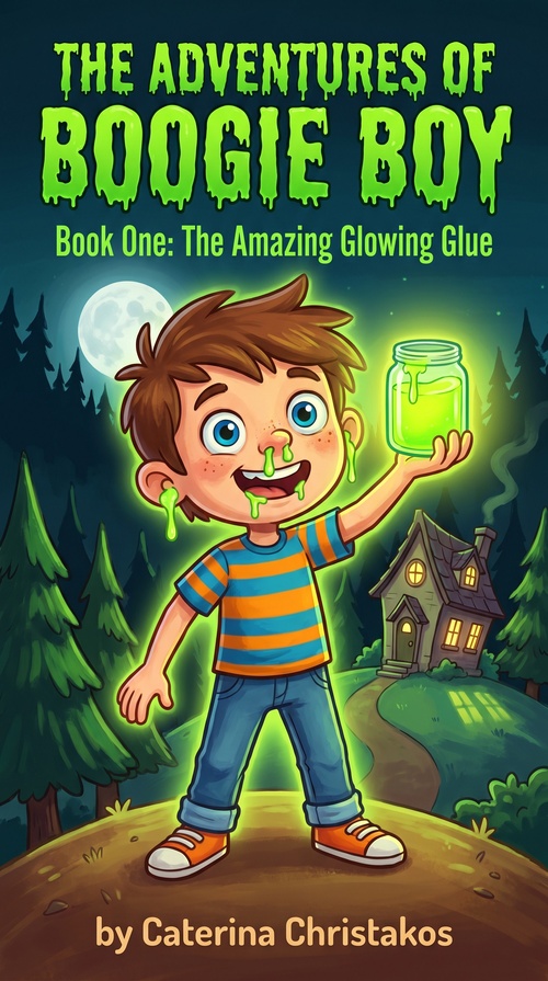 ebook cover of The Adventures of Boogie Boy: The Amazing Glowing Glue, by Caterina Christakos