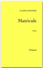 ebook cover of Matricule, by Claire Legendre
