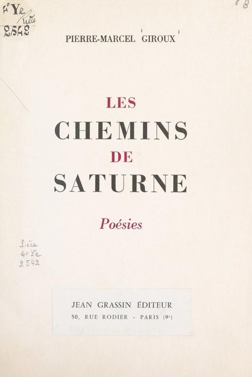 Couverture ebook de Les chemins de Saturne, de Pierre-Marcel Giroux