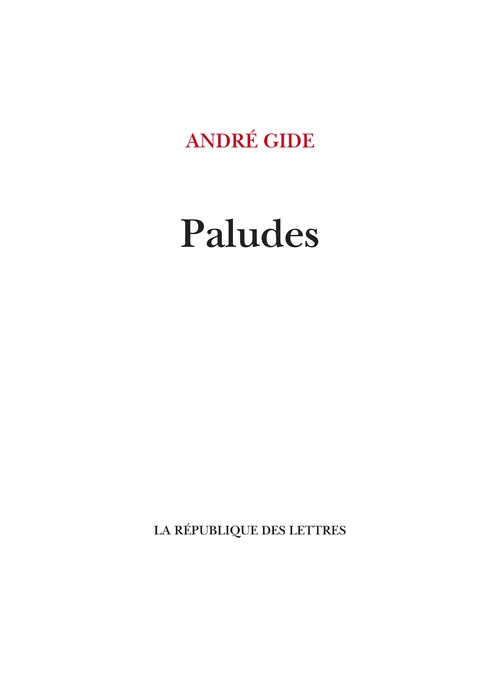 ebook cover of Paludes, by André Gide