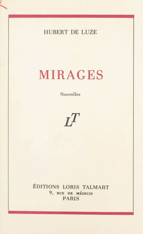 Couverture ebook de Mirages, de Hubert De Luze