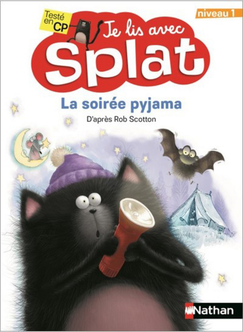 Couverture ebook de Je lis avec Splat - La soirée pyjama, de Robert Eberz, Rob Scotton