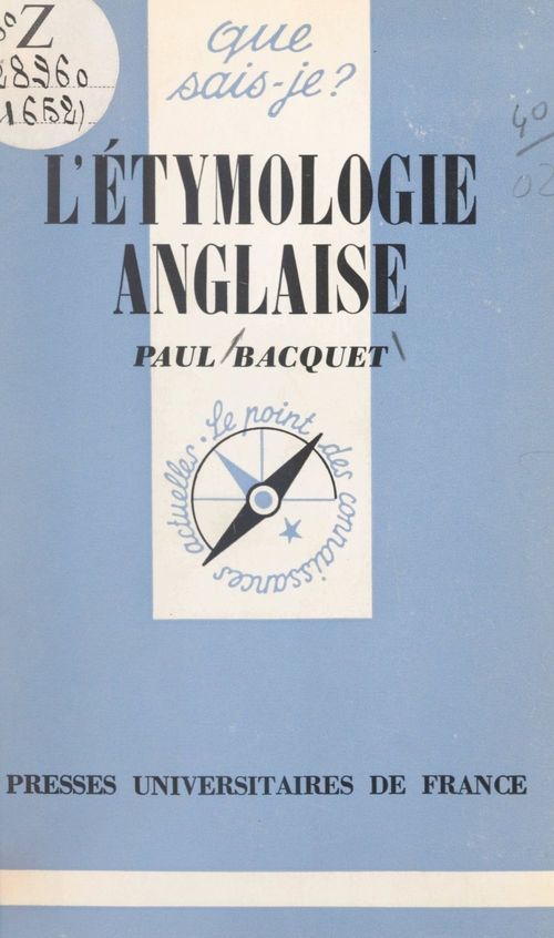 ebook cover of L'étymologie anglaise, by Paul Bacquet