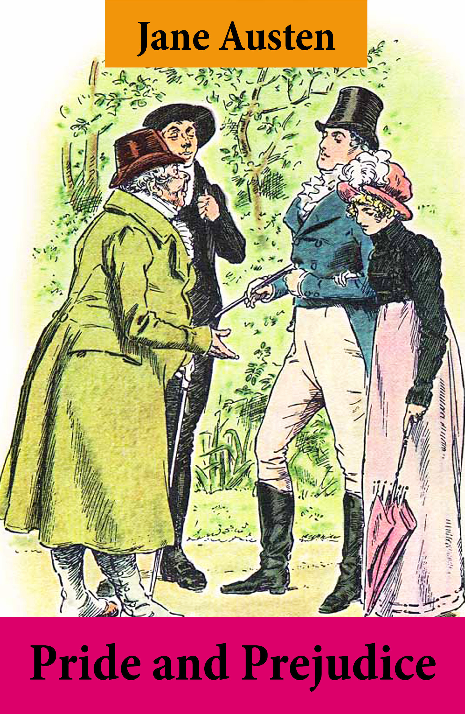 Couverture ebook de Pride and Prejudice (Unabridged with the original watercolor illustrations by C.E. Brock), de Jane Austen
