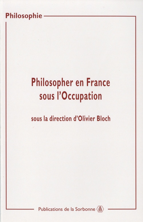 ebook cover of Philosopher en France sous l´Occupation, by Olivier Bloch