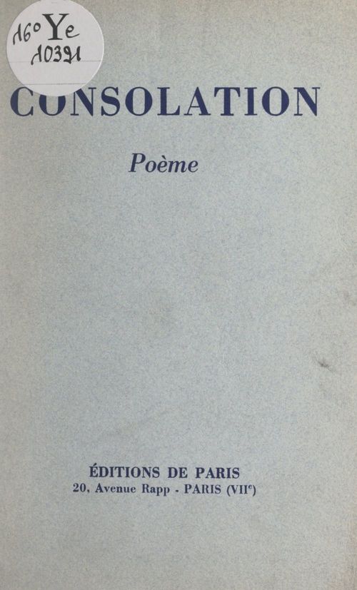 Couverture ebook de Consolation, de Andre Mabille De Poncheville